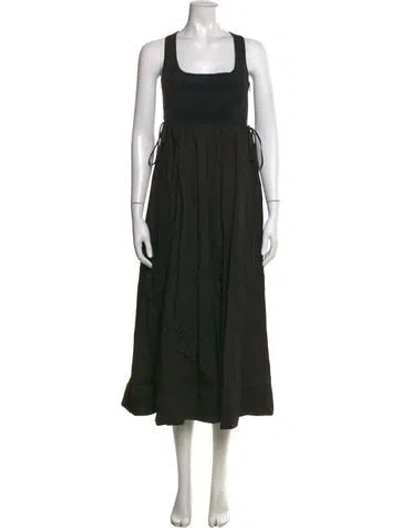 Pre-owned La Ligne Linen Midi Length Dress In Black