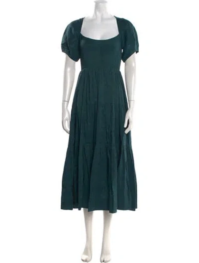 Pre-owned La Ligne Linen Midi Length Dress In Green