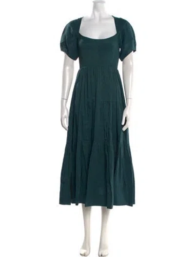 Pre-owned La Ligne Linen Midi Length Dress In Green