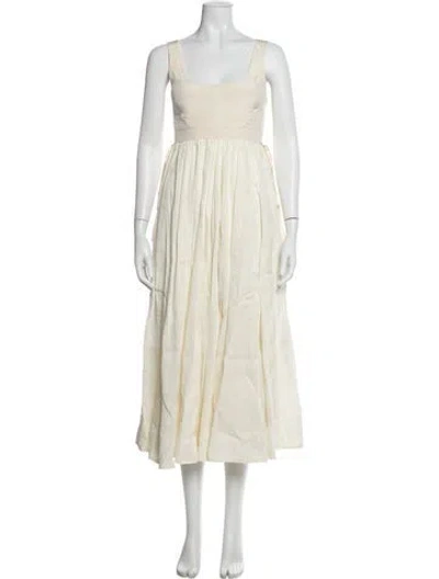 Pre-owned La Ligne Linen Midi Length Dress In Neutral