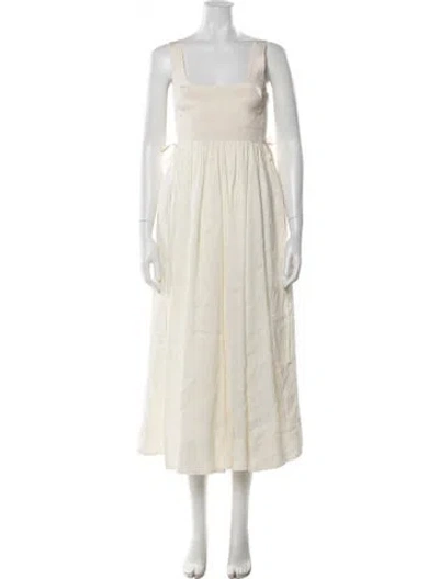 Pre-owned La Ligne Linen Midi Length Dress In Neutral