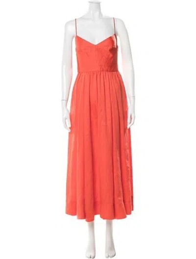 Pre-owned La Ligne Linen Midi Length Dress In Orange