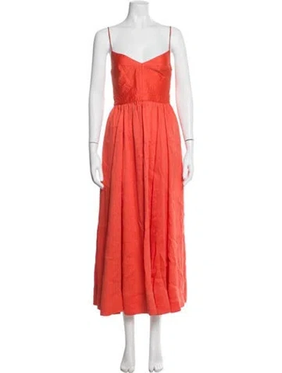 Pre-owned La Ligne Linen Midi Length Dress In Orange