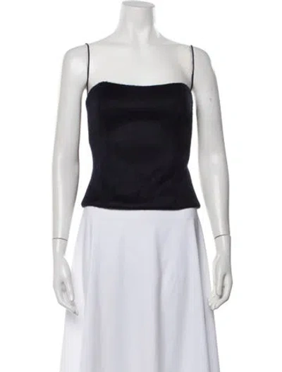 Pre-owned La Ligne Linen Scoop Neck Top In Blue