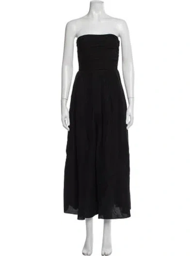 Pre-owned La Ligne Linen Strapless Jumpsuit In Black