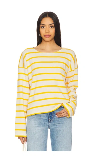 La Ligne Long Sleeve Breton Tee In Mustard