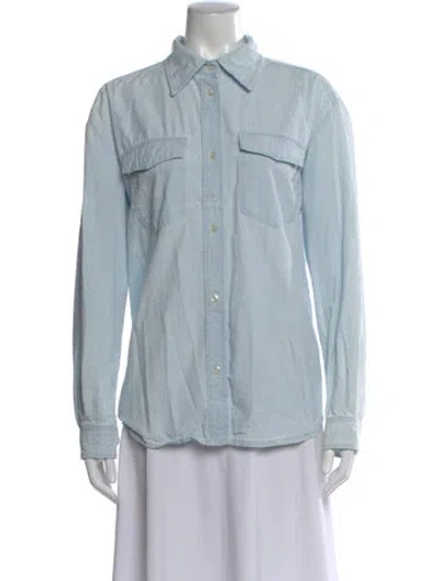Pre-owned La Ligne Long Sleeve Button-up Top In Blue
