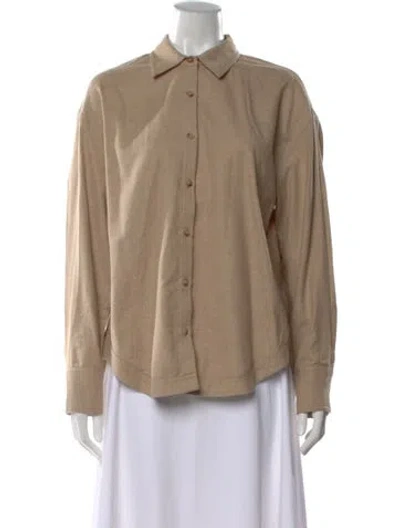 Pre-owned La Ligne Long Sleeve Button-up Top In Neutral