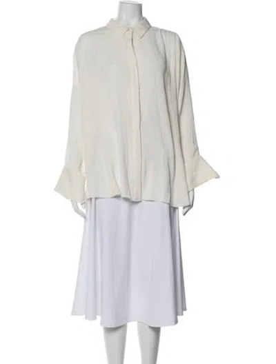 Pre-owned La Ligne Long Sleeve Button-up Top In Neutral