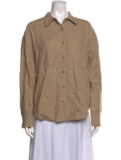 Pre-owned La Ligne Long Sleeve Button-up Top In Neutrals