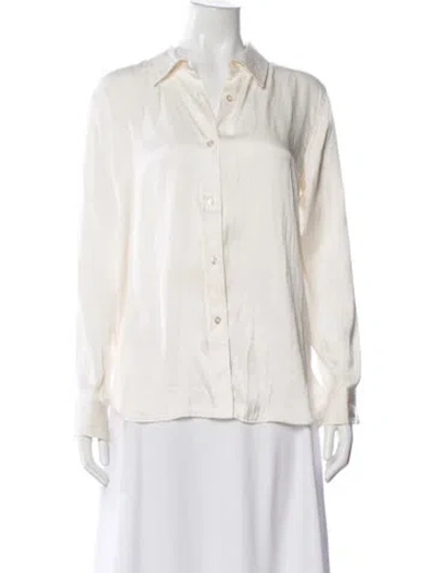 Pre-owned La Ligne Long Sleeve Button-up Top In White