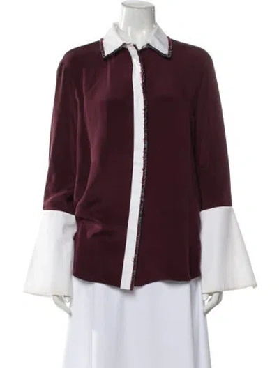 Pre-owned La Ligne Long Sleeve Top In Burgundy