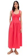 La Ligne Gathered Cotton-poplin Midi Dress