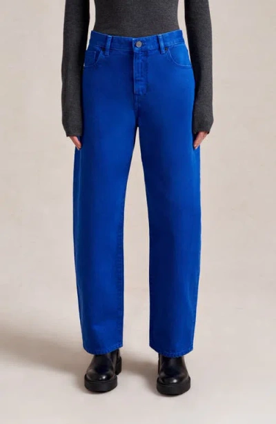 La Ligne Marilyn Striped Mid-rise Straight-leg Jeans In Blue