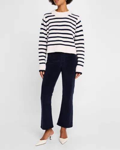 La Ligne Marin Oversized Cropped Sweater In Creamnavy