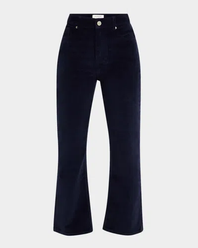 La Ligne Meredith Corduroy High-rise Cropped Flare Pants In Navy