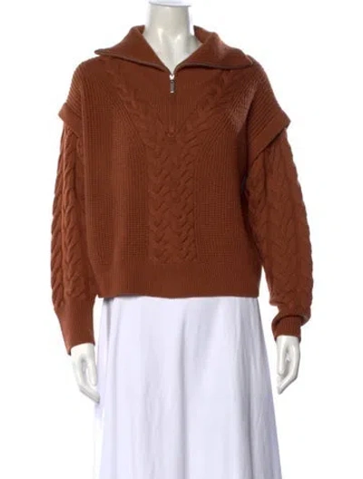 Pre-owned La Ligne Merino Wool Mock Neck Sweater In Brown