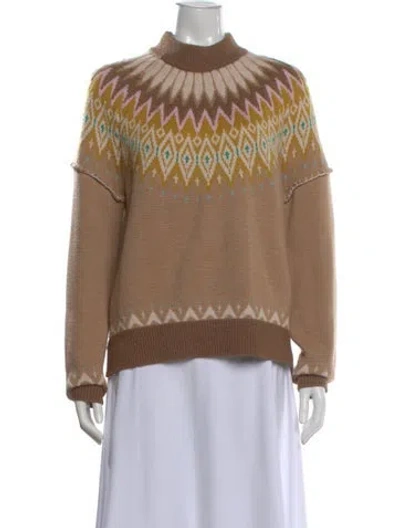 Pre-owned La Ligne Merino Wool Patterned Sweater In Brown