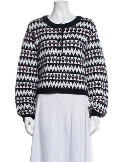 Pre-owned La Ligne Merino Wool Patterned Sweater W/ Tags In Blue