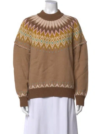 Pre-owned La Ligne Merino Wool Patterned Sweater W/ Tags In Brown/neutrals