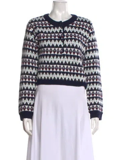 Pre-owned La Ligne Merino Wool Printed Sweater In Blue