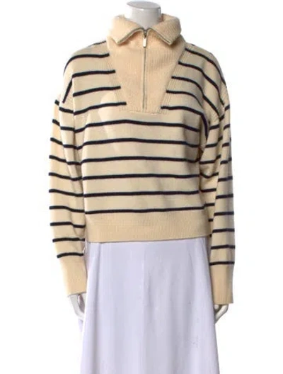 Pre-owned La Ligne Merino Wool Striped Sweater In White