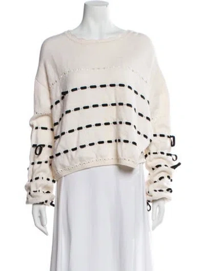 Pre-owned La Ligne Merino Wool Striped Sweater In White