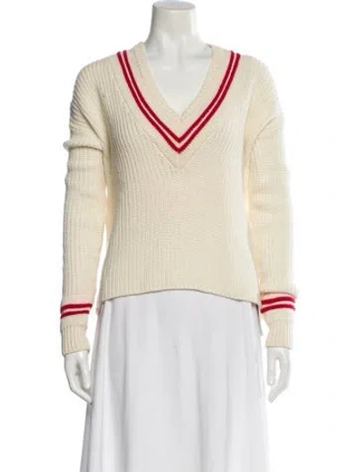 Pre-owned La Ligne Merino Wool V-neck Sweater In Neutral
