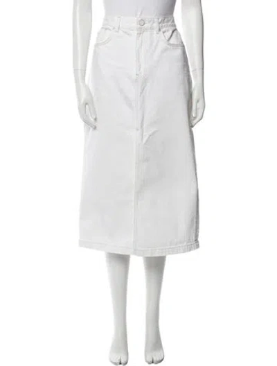 Pre-owned La Ligne Midi Length Skirt In White