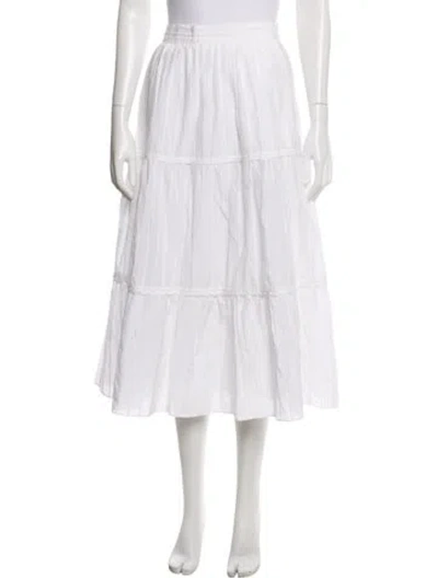 Pre-owned La Ligne Midi Length Skirt In White