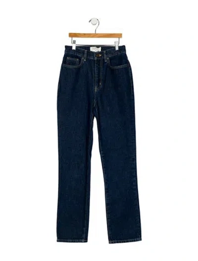Pre-owned La Ligne Mid-rise Straight Leg Jeans In Blue