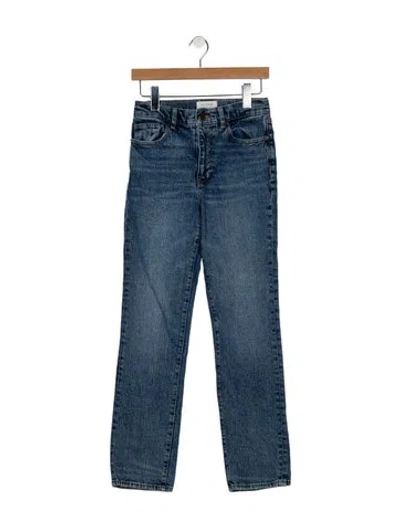 Pre-owned La Ligne Mid-rise Straight Leg Jeans In Blue