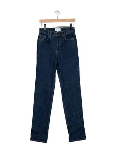 Pre-owned La Ligne Mid-rise Straight Leg Jeans In Blue