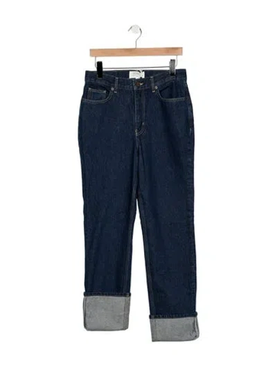 Pre-owned La Ligne Mid-rise Straight Leg Jeans W/ Tags In Blue