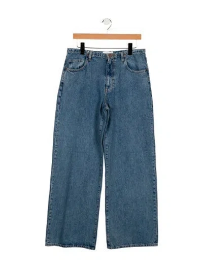 Pre-owned La Ligne Mid-rise Wide Leg Jeans In Blue