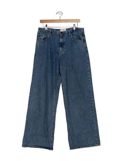 Pre-owned La Ligne Mid-rise Wide Leg Jeans In Blue