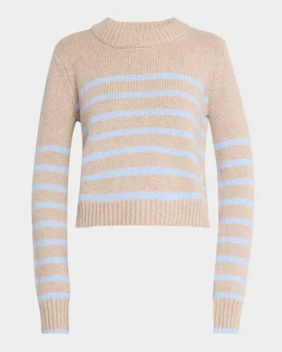 La Ligne Mini Marin Striped Sweater In Tan  Light Blue
