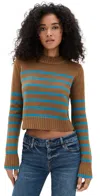 La Ligne Mini Marin Sweater Camel/cerulean In Brown