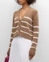 La Ligne Mini Marina Striped Cardigan In Tan Cream