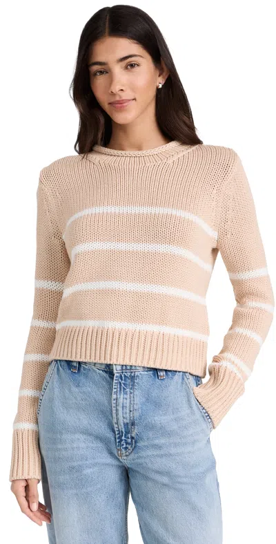 La Ligne Mini Marina Striped Cotton Sweater In Camel / Cream