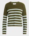 La Ligne Mini Striped Toujours Cashmere Sweater In Oliveseafoam