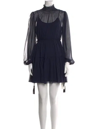 Pre-owned La Ligne Mock Neck Mini Dress In Blue