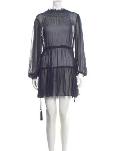 Pre-owned La Ligne Mock Neck Mini Dress In Blue