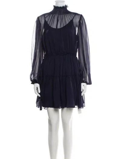 Pre-owned La Ligne Mock Neck Mini Dress In Blue