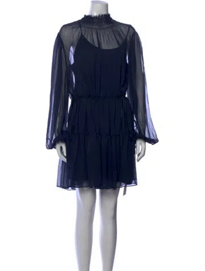 Pre-owned La Ligne Mock Neck Mini Dress In Blue