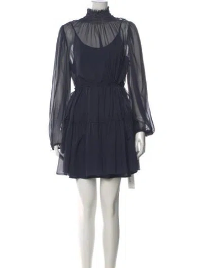 Pre-owned La Ligne Mock Neck Mini Dress In Blue