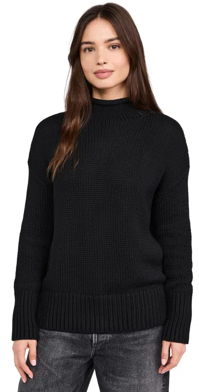 La Ligne Mock Neck Solid Marina Sweater Black
