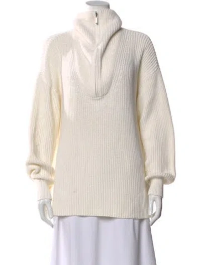 Pre-owned La Ligne Mock Neck Sweater In White