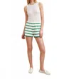 La Ligne Nyc Terry Short In Ivory/kelly Green In Multi