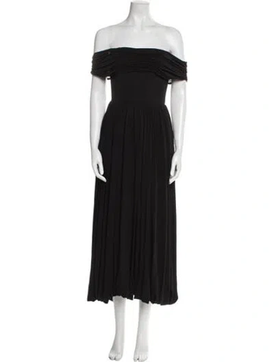Pre-owned La Ligne Off-the-shoulder Midi Length Dress In Black